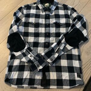 PICK ANY 3 ITEMS FOR $10 - Roots Black and White Plaid Flannel Shirt